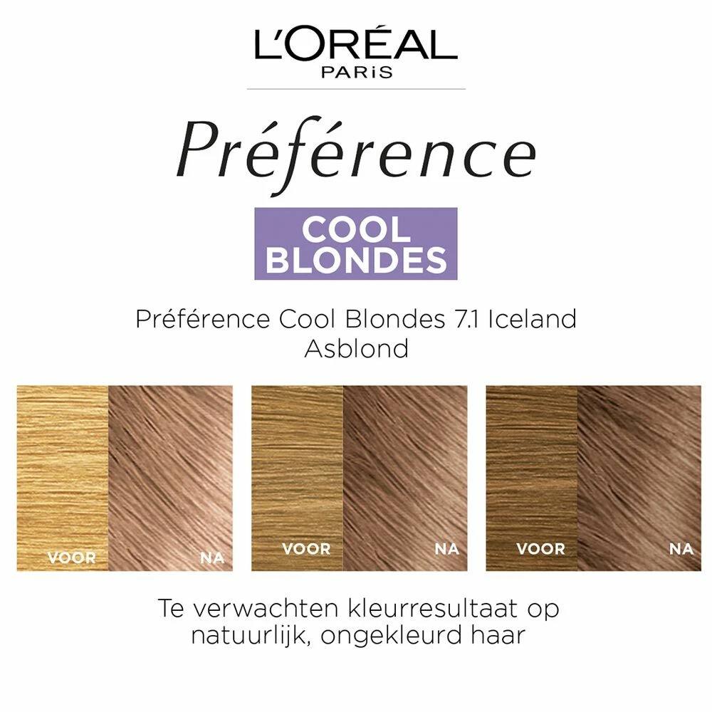 L'Oreal Lu0027Oréal Preference Haarkleuring 7.1 Iceland - Cool Blondes 4 L'Oreal Lu0027Oréal Preference Haarkleuring 7.1 Iceland - Cool Blondes - Afbeelding 2