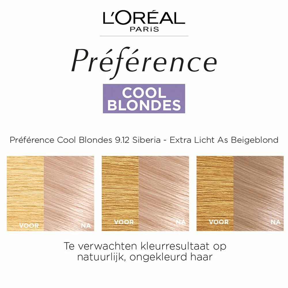 L'Oreal Lu0027Oréal Preference Haarkleuring 9.12 Siberia - Cool Blondes 4 L'Oreal Lu0027Oréal Preference Haarkleuring 9.12 Siberia - Cool Blondes - Afbeelding 2