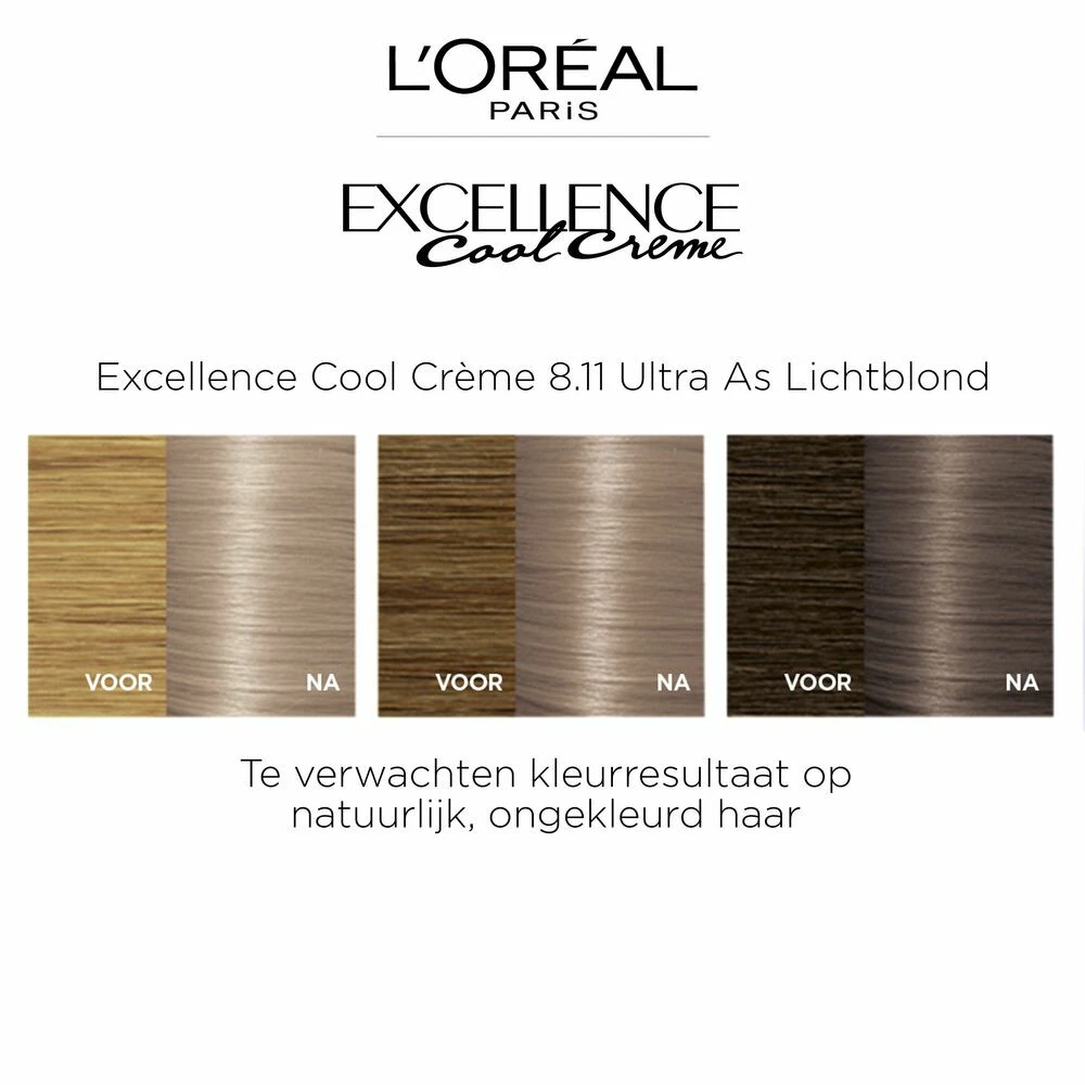 L'Oreal Lu0027Oréal Excellence Cool Cream 8.11 - Ultra Ash Lichtblond 6 L'Oreal Lu0027Oréal Excellence Cool Cream 8.11 - Ultra Ash Lichtblond - Afbeelding 4