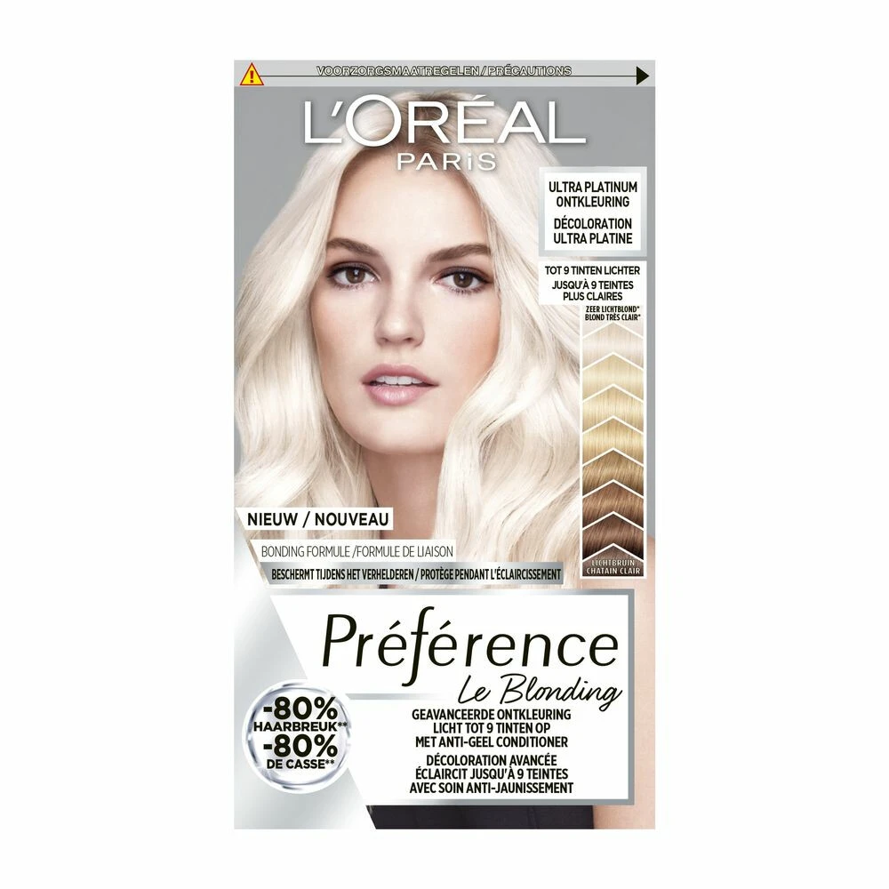 L'Oreal Lu0027Oréal Preference Haarkleuring Ultra Platinum - Platinum Blond - Ontkleuring 2 L'Oreal Lu0027Oréal Preference Haarkleuring Ultra Platinum - Platinum Blond - Ontkleuring