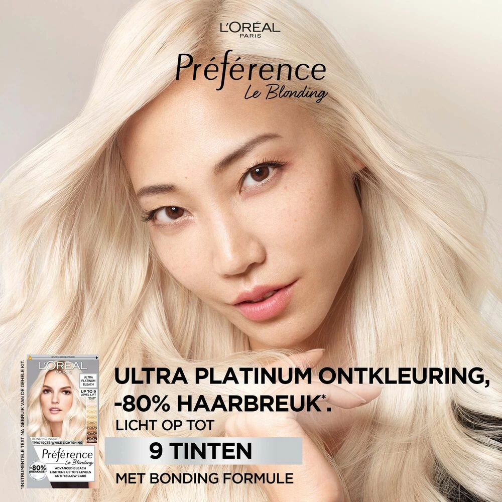 L'Oreal Lu0027Oréal Preference Haarkleuring Ultra Platinum - Platinum Blond - Ontkleuring 4 L'Oreal Lu0027Oréal Preference Haarkleuring Ultra Platinum - Platinum Blond - Ontkleuring - Afbeelding 3