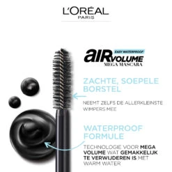 L'Oreal Lu0027Oréal Air Mega Volume Mascara 01 Black Waterproof 9 L'Oreal Lu0027Oréal Air Mega Volume Mascara 01 Black Waterproof -Huid Beauty Winkel 1019296 4