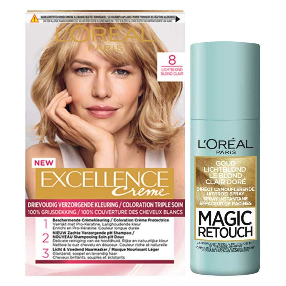 L'Oreal Lu0027Oréal Excellence Haarverf Lichtblond + Uitgroeispray Pakket