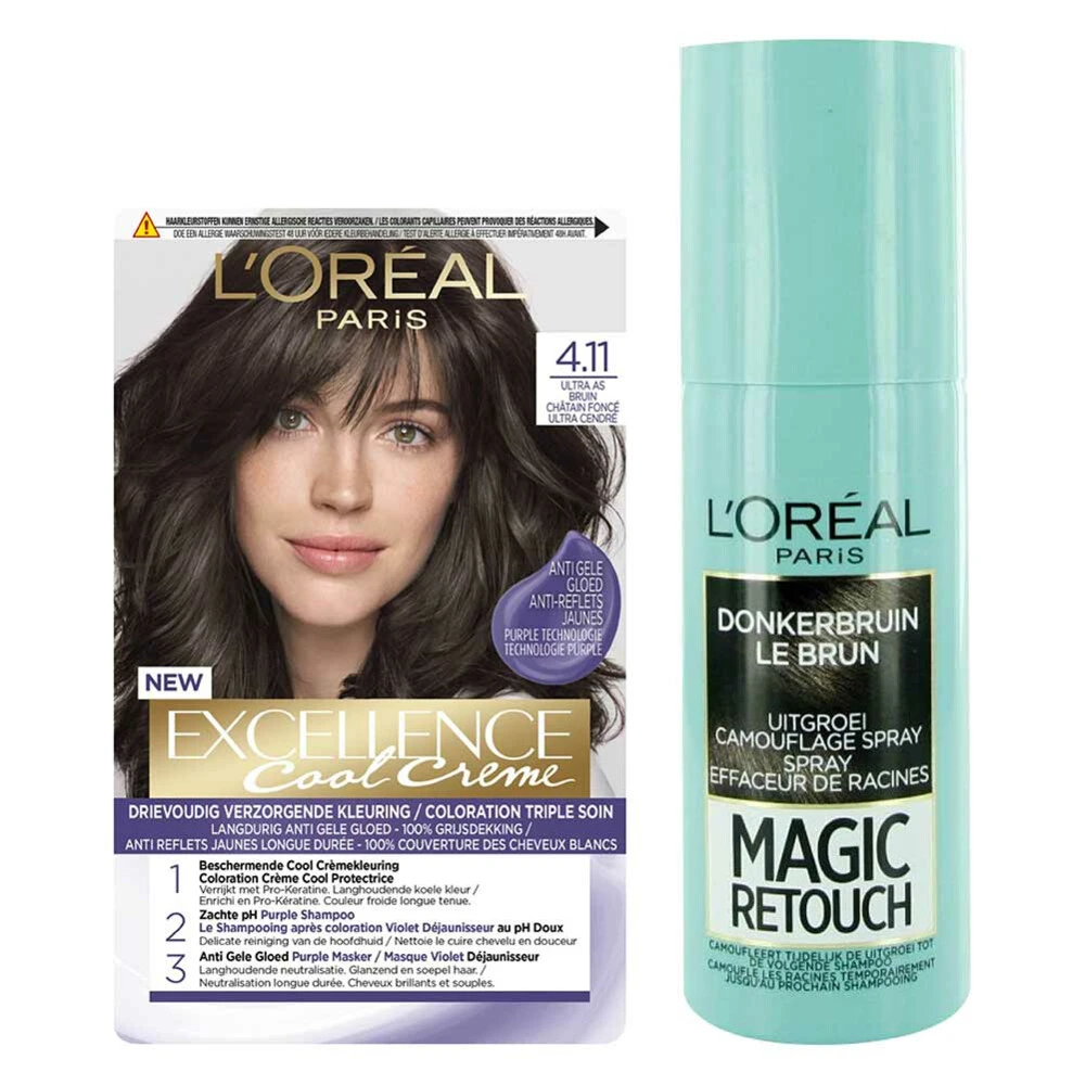 L'Oreal Lu0027Oréal Cool Cream - Bruin + Uitgroeispray Pakket 3 L'Oreal Lu0027Oréal Cool Cream - Bruin + Uitgroeispray Pakket