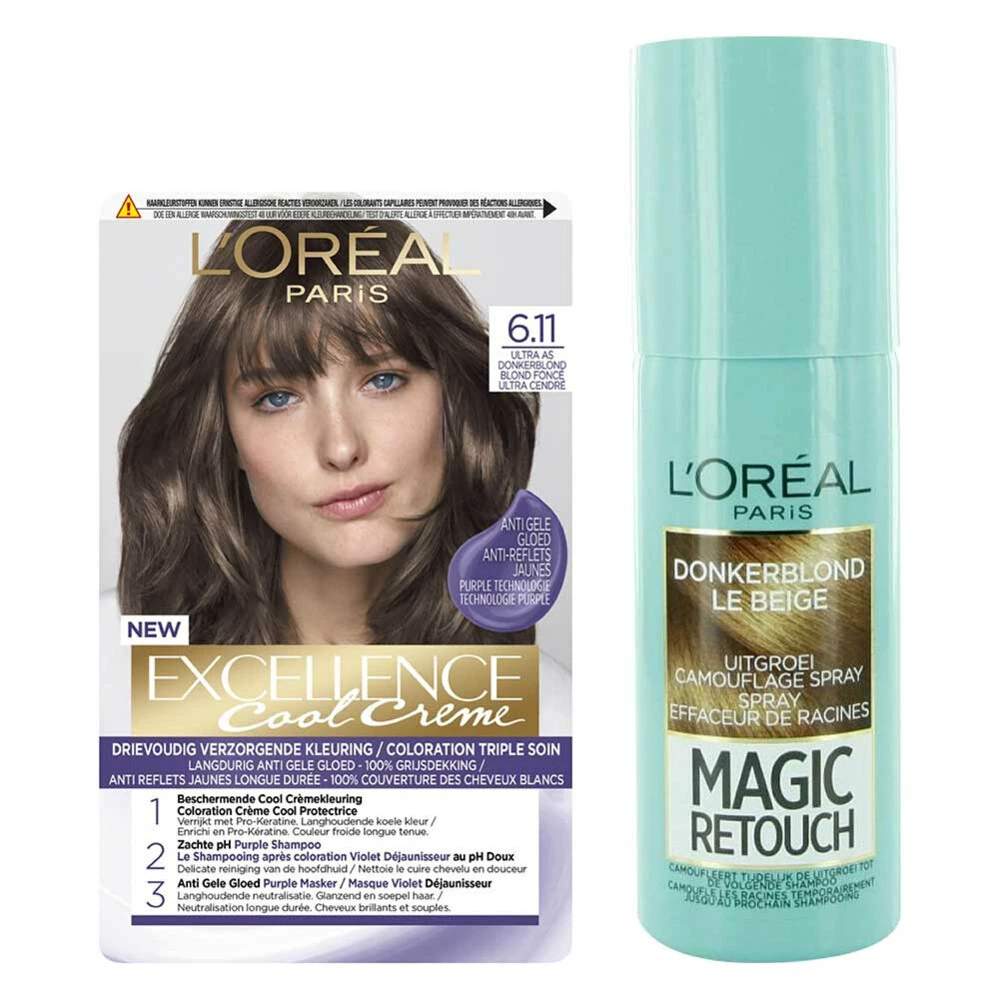 L'Oreal Lu0027Oréal Cool Cream - Donkerblond + Uitgroeispray Pakket 3 L'Oreal Lu0027Oréal Cool Cream - Donkerblond + Uitgroeispray Pakket