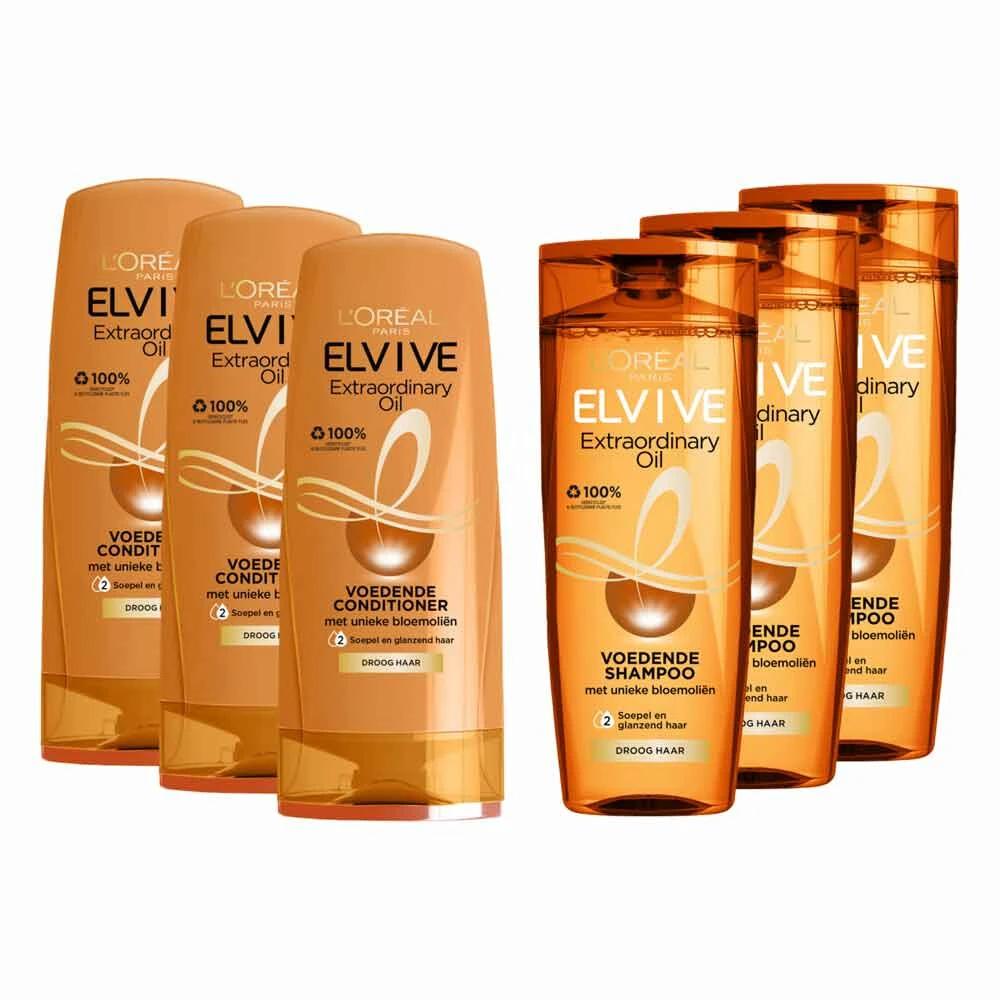 L'Oreal Lu0027Oréal Elvive Extraordinary Oil Shampoo & Conditioner Groot Pakket 3 L'Oreal Lu0027Oréal Elvive Extraordinary Oil Shampoo & Conditioner Groot Pakket