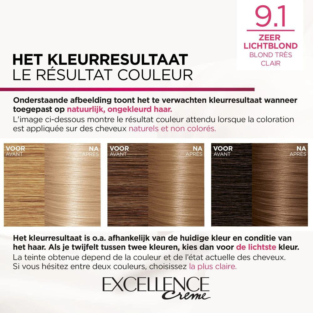 L'Oreal Lu0027Oréal Excellence Creme 9.1 Zeer Licht Asblond 4 L'Oreal Lu0027Oréal Excellence Creme 9.1 Zeer Licht Asblond - Afbeelding 2