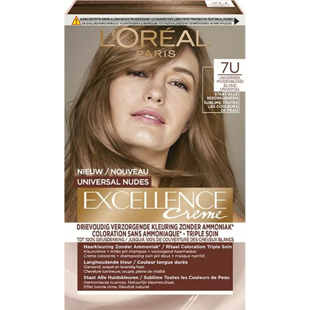L'Oreal Lu0027Oréal Excellence Creme Universal Nudes 7U Universeel Middenblond 3 L'Oreal Lu0027Oréal Excellence Creme Universal Nudes 7U Universeel Middenblond