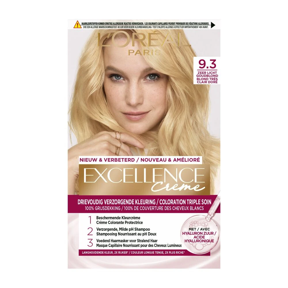 L'Oreal Lu0027Oréal Excellence Creme 9.3 Zeer Licht Goudblond 3 L'Oreal Lu0027Oréal Excellence Creme 9.3 Zeer Licht Goudblond