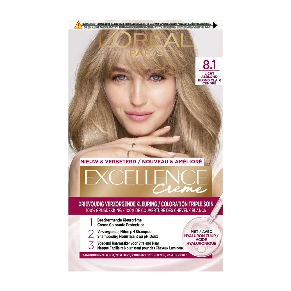 L'Oreal Lu0027Oréal Excellence Creme 8.1 Licht Asblond 3 L'Oreal Lu0027Oréal Excellence Creme 8.1 Licht Asblond