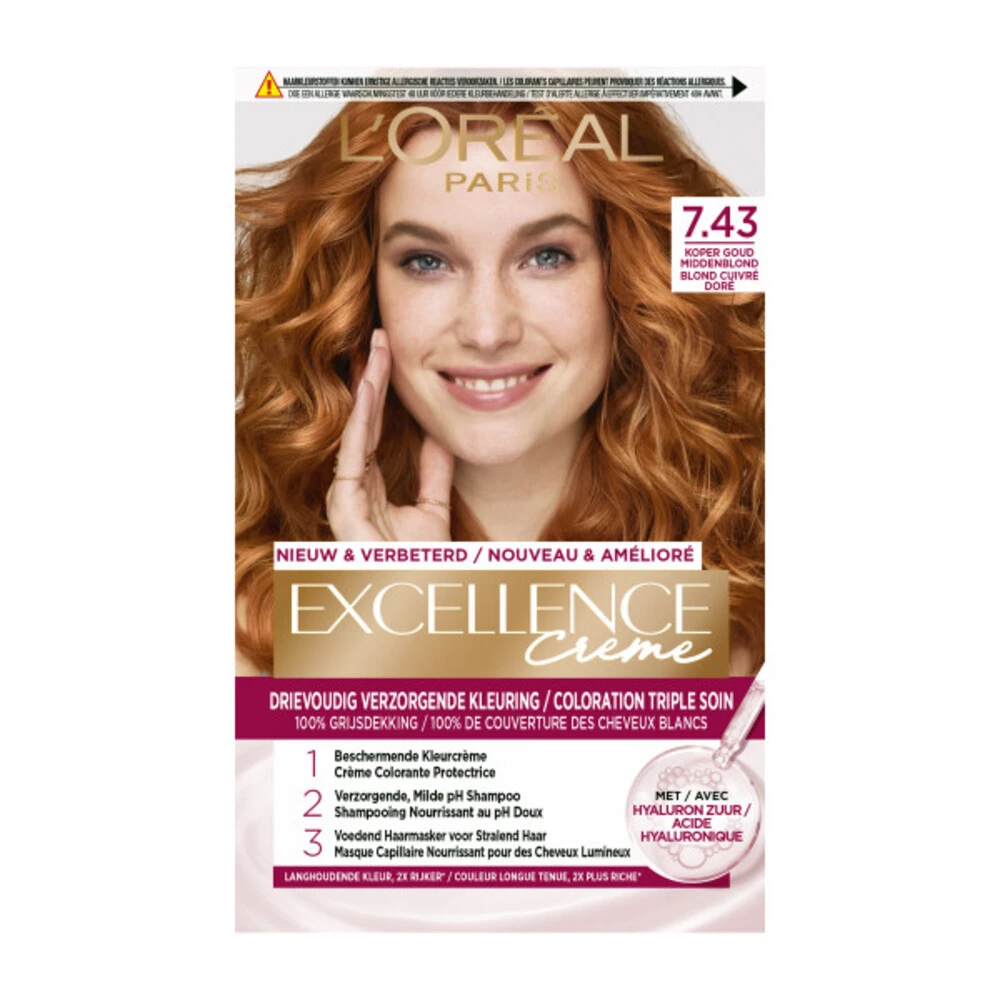L'Oreal Lu0027Oréal Excellence Creme 7.43 Koper Goudblond 3 L'Oreal Lu0027Oréal Excellence Creme 7.43 Koper Goudblond