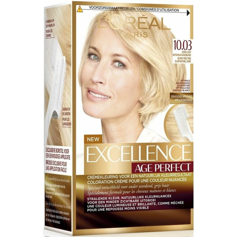L'Oreal Lu0027Oréal Excellence Age Perfect Haarverf 10.03 Extra Licht Natuurlijk Goudblond 4 L'Oreal Lu0027Oréal Excellence Age Perfect Haarverf 10.03 Extra Licht Natuurlijk Goudblond - Afbeelding 2