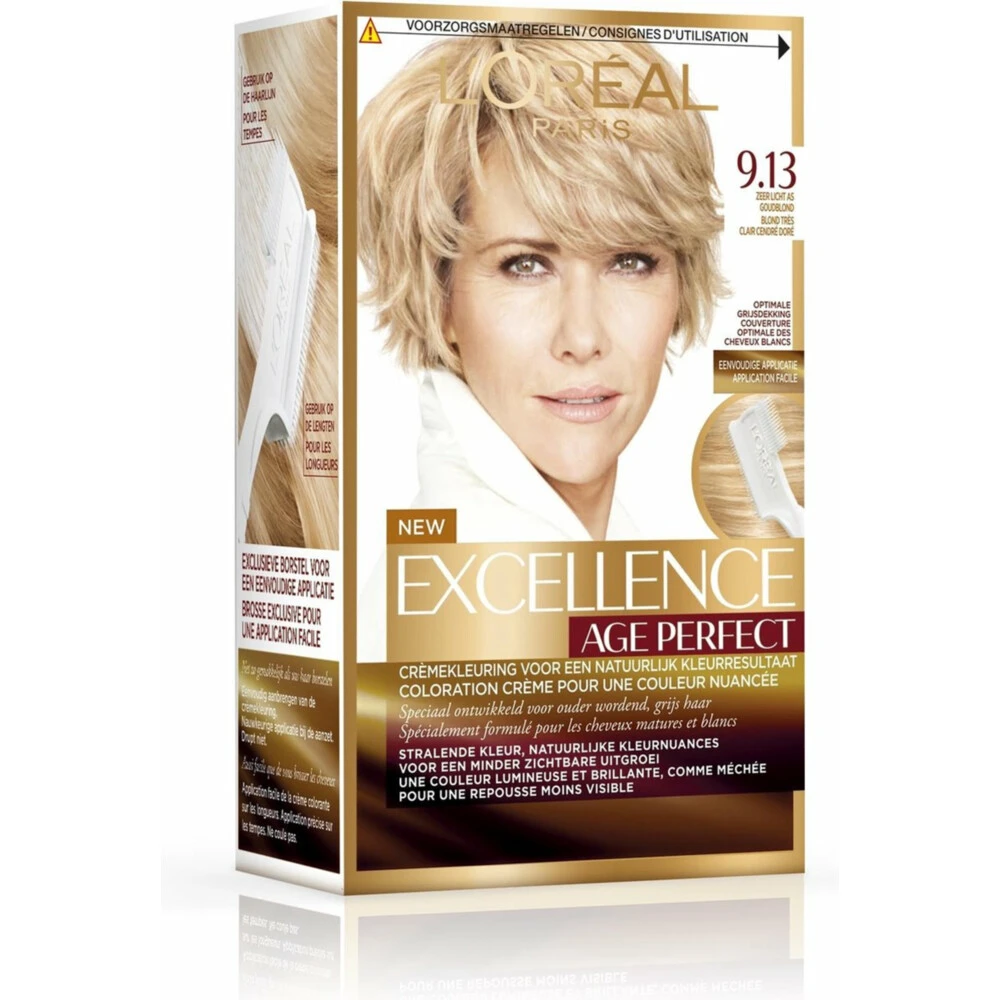 L'Oreal Lu0027Oréal Excellence Age Perfect Haarverf 9.13 Zeer Licht As Goudblond 4 L'Oreal Lu0027Oréal Excellence Age Perfect Haarverf 9.13 Zeer Licht As Goudblond - Afbeelding 2