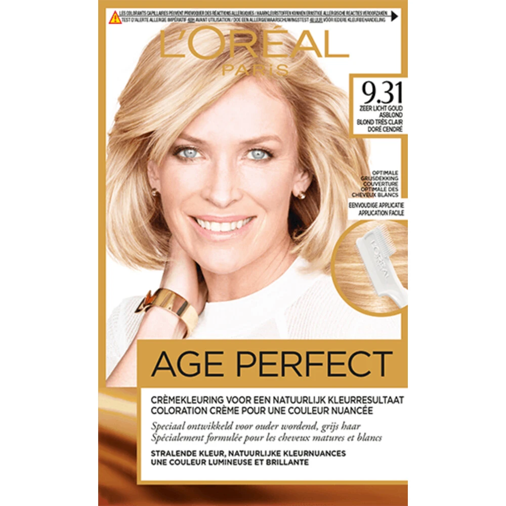 L'Oreal Lu0027Oréal Excellence Age Perfect Haarverf 9.31 Zeer Licht Goud Asblond 3 L'Oreal Lu0027Oréal Excellence Age Perfect Haarverf 9.31 Zeer Licht Goud Asblond
