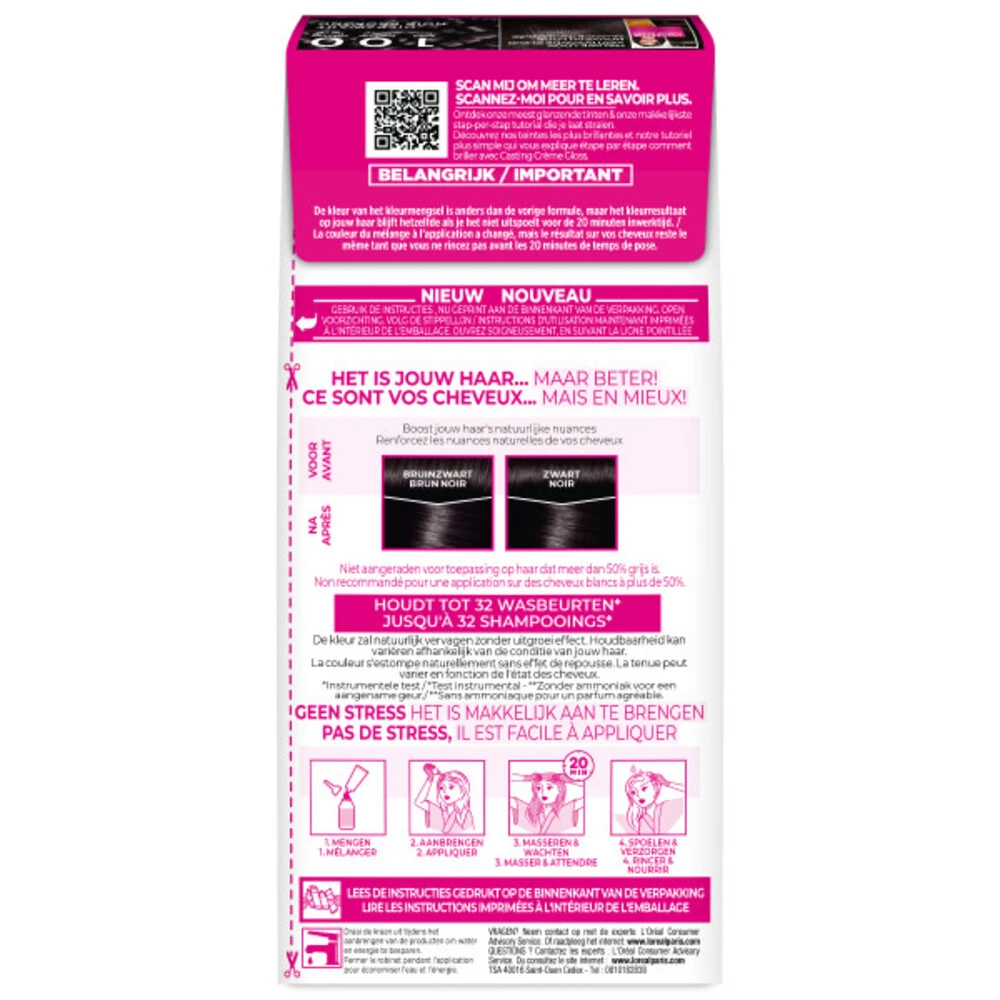 L'Oreal Lu0027Oréal Casting Crème Gloss Haarkleuring 100 Black Caviar - Diepzwart 4 L'Oreal Lu0027Oréal Casting Crème Gloss Haarkleuring 100 Black Caviar - Diepzwart - Afbeelding 2