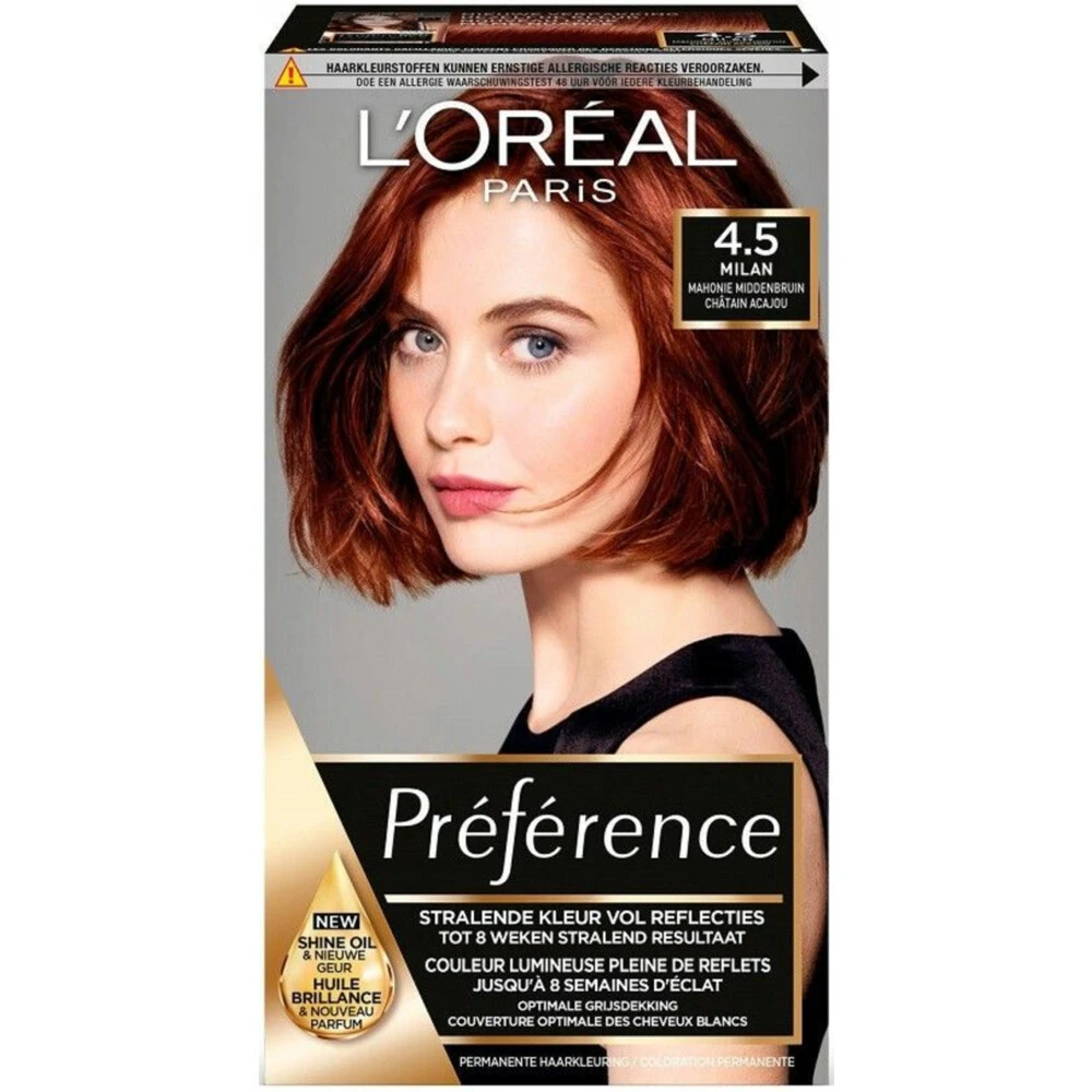 L'Oreal Lu0027Oréal Preference Haarkleuring 4.5 Riviera - Mahonie Middenbruin 3 L'Oreal Lu0027Oréal Preference Haarkleuring 4.5 Riviera - Mahonie Middenbruin