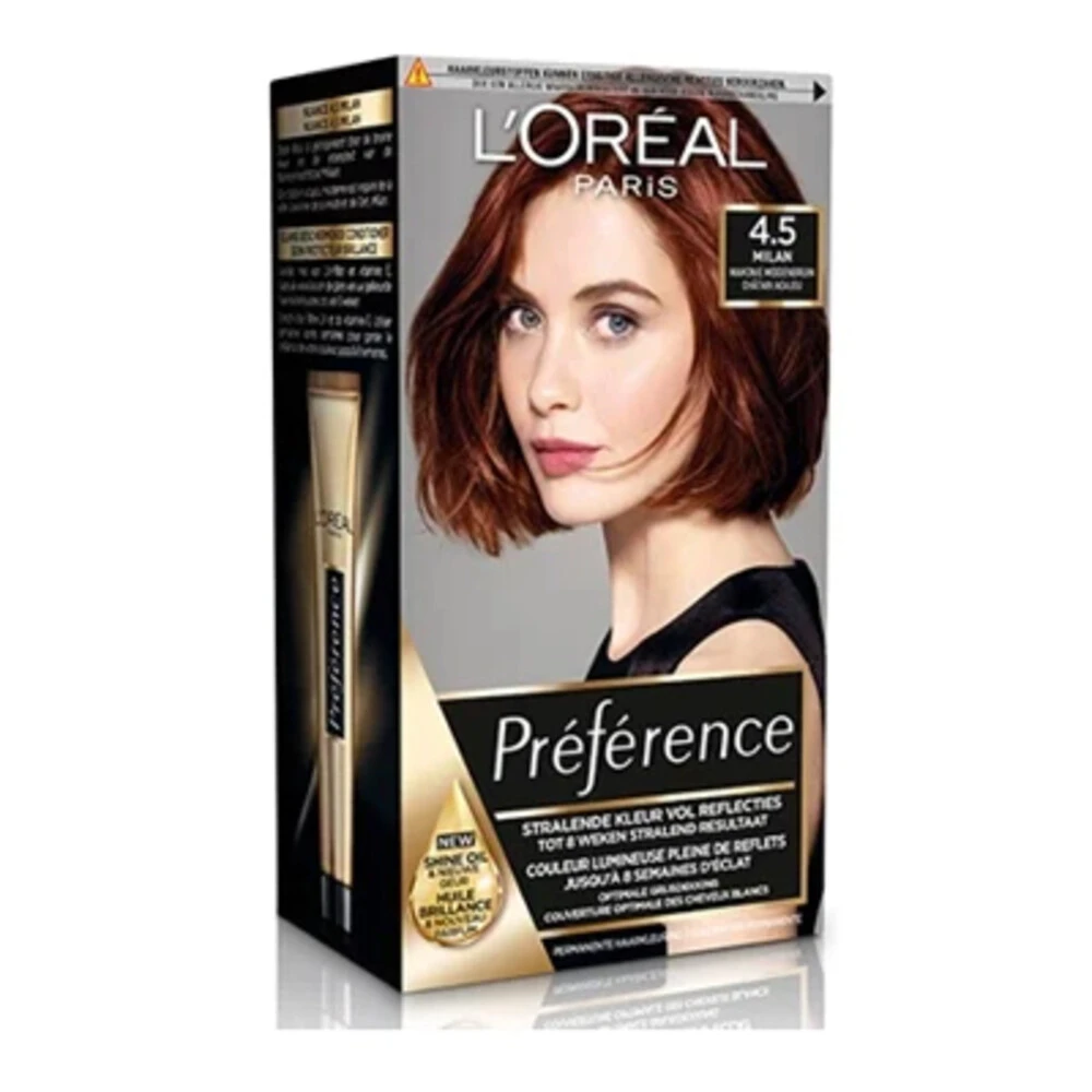 L'Oreal Lu0027Oréal Preference Haarkleuring 4.5 Riviera - Mahonie Middenbruin 4 L'Oreal Lu0027Oréal Preference Haarkleuring 4.5 Riviera - Mahonie Middenbruin - Afbeelding 2
