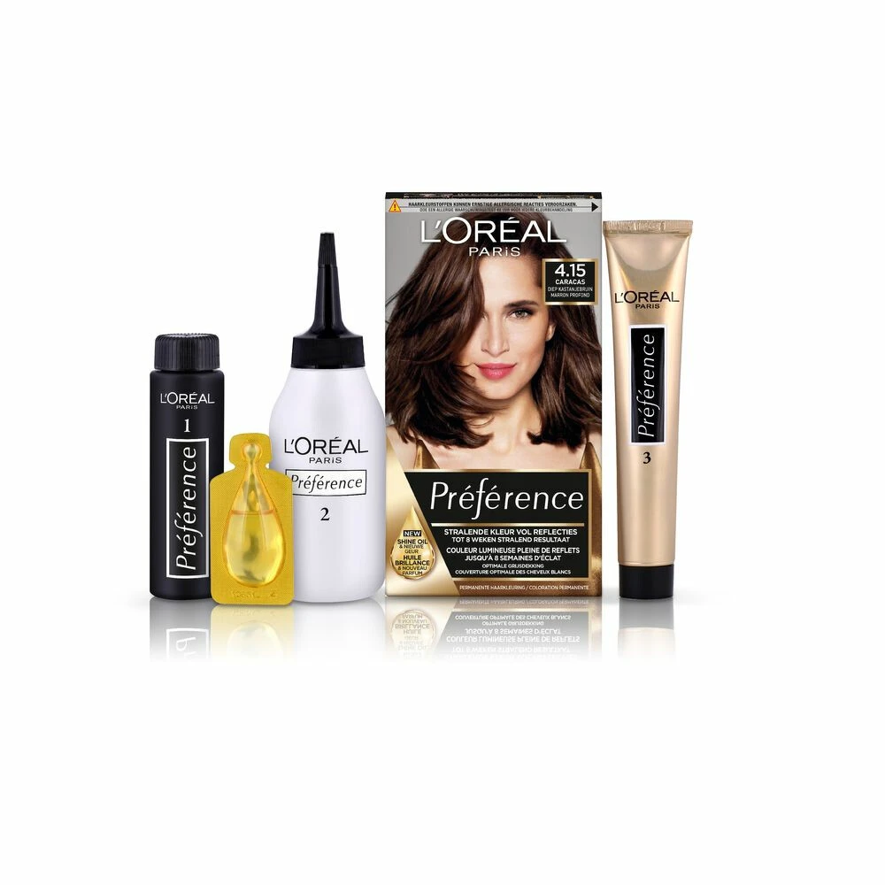 L'Oreal Lu0027Oréal Preference Haarkleuring 4.15 Caracas - Diep Kastanjebruin 5 L'Oreal Lu0027Oréal Preference Haarkleuring 4.15 Caracas - Diep Kastanjebruin - Afbeelding 3
