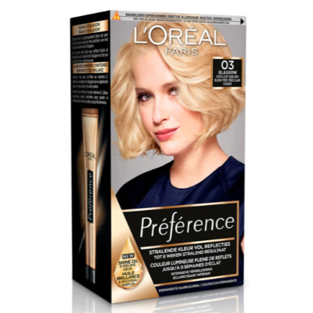 L'Oreal Lu0027Oréal Preference Haarkleuring 03 Glasgow - Asblond 4 L'Oreal Lu0027Oréal Preference Haarkleuring 03 Glasgow - Asblond - Afbeelding 2