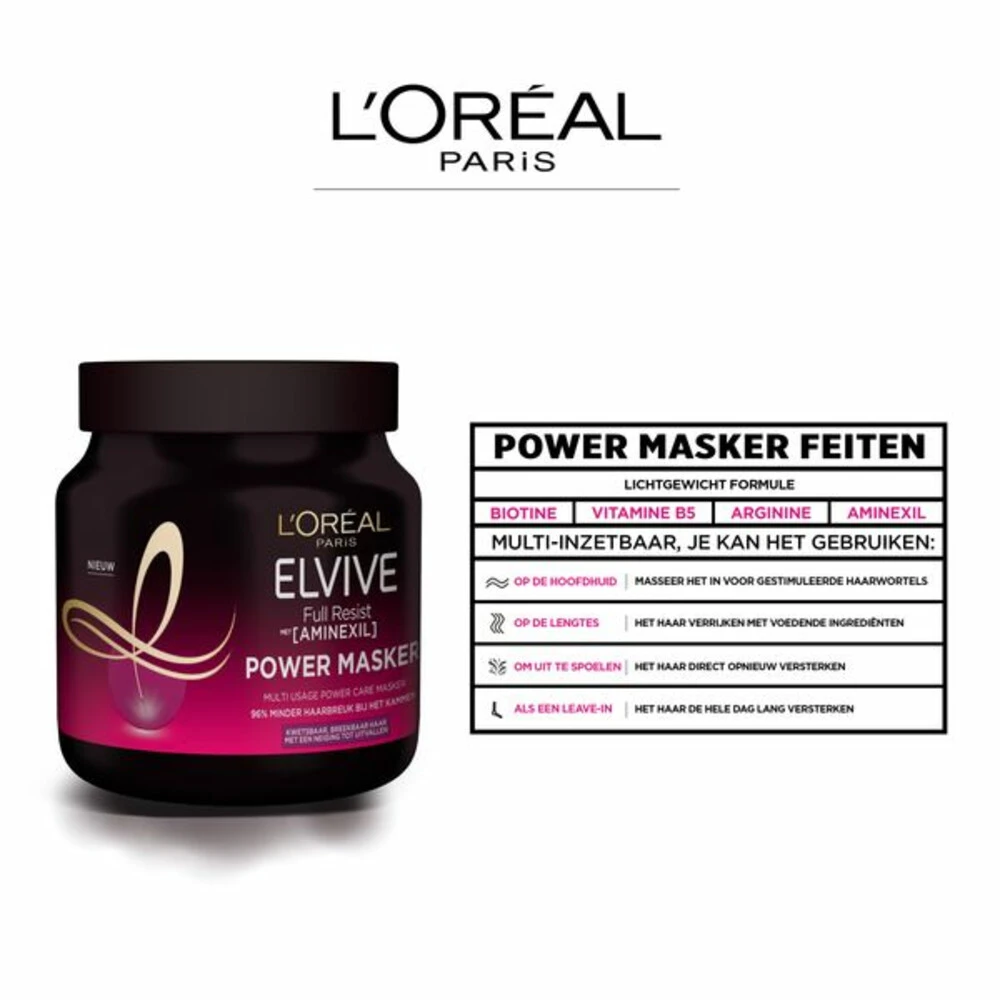 L'Oreal Lu0027Oréal Elvive Full Resist Haarmasker 5 L'Oreal Lu0027Oréal Elvive Full Resist Haarmasker - Afbeelding 3